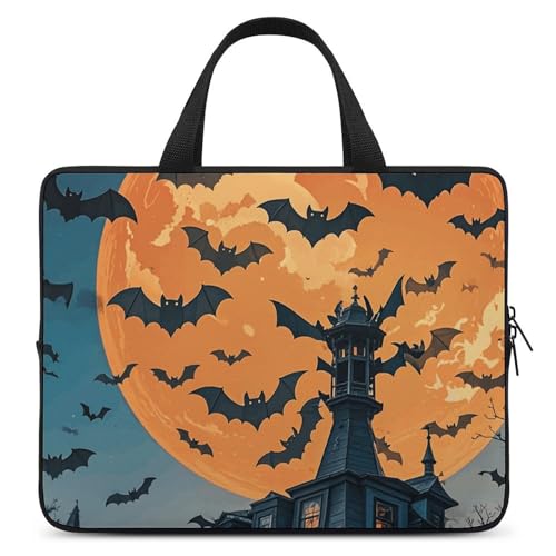 Sac à bandoulière pour ordinateur portable motif chauve-souris Halloween pour homme et femme