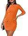 RUMIA Fall Bodycon Dresses for Women 2025 Spring 3/4 Sleeve Mini Dress Crew Neck Party Club Cute Short Dress Orange L