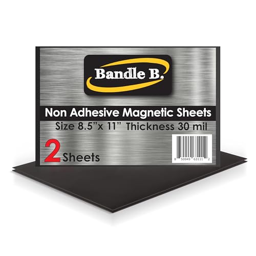 Bandle B Magnetic Sheets for Crafts 8.5\"x11\". Pack of 2. Flexible Non Adhesive Magnetic Sheet for Metal Cutting Die Storage. Easy to Organize and Cut for Arts & Crafts or Scrapbooking. Thickness 30