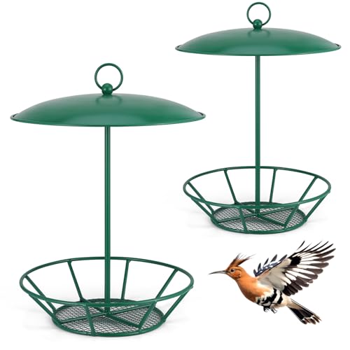 2 Pcs Suet Feeder Cylinder Bird Feeder S-6-2 Seed Cake Feeders Green Metal Feeders for Hanging Garden Backyard Outdoors Wild Birdfeeding