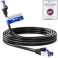 HB-DIGITAL 1m CAT 6a Outdoor LAN Kabel Netzwerkkabel Patchkabel IP66 - GHMT Zertifiziert - RJ45 Ethernet S/FTP PiMF 10 Gbit/s AWG 27/7 für Außen- & Innenbereich wasserdicht - Schwarz