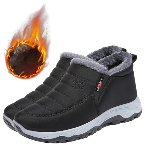 Aocase Zapatillas Cómodas Ancho Especial Botas Mujer Invierno Forradas con Pelo Casual Calzado Corto Botas Caliente Comodo Moda Zapatillas de Senderismo Zapatos Trekking,Women's Black,36/230mm