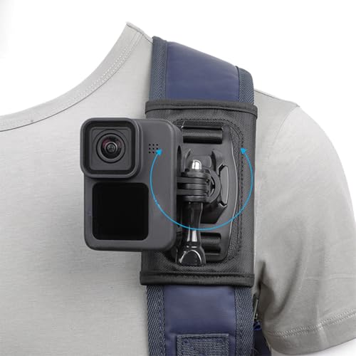 Soporte de hombro para cámara anticaídas con adaptador de liberación rápida para mochila 6