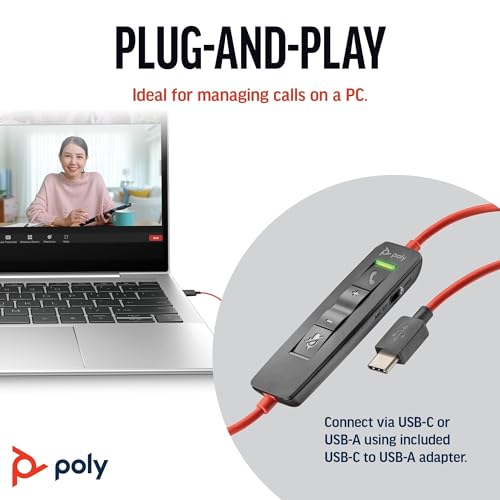 Image of Poly Blackwire 8225 Premium Wired Headset (Plantronics) - Active Noise Canceling - Hi-fi Stereo - Connect to PC /Mac - Works w /Teams, Zoom - Amazon Exclusive