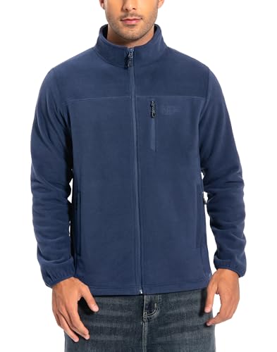 Pioneer Camp Herren Fleecejacke Full Zip Outdoor Polar Leicht Winddicht Jacke mit Reißverschluss Dunkleblau XL