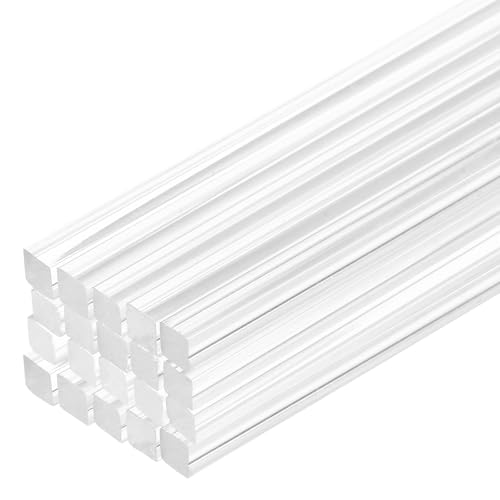 Image of MECCANIXITY 20pcs Acrylic Square Rods 1 /8 inch x 8 inch Clear Acrylic Dowel Rods Sticks Acrylic Plastic Sticks Strip for DIY Crafts Lighting Gardening Decorations - 3mm x 200mm