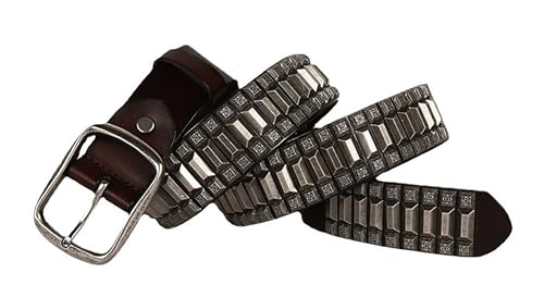 Genuine Leather Belts for Women Men, Punk Studded Solid Color Waist Strap Cowgirl Cowboy Vintage Belt for Pants