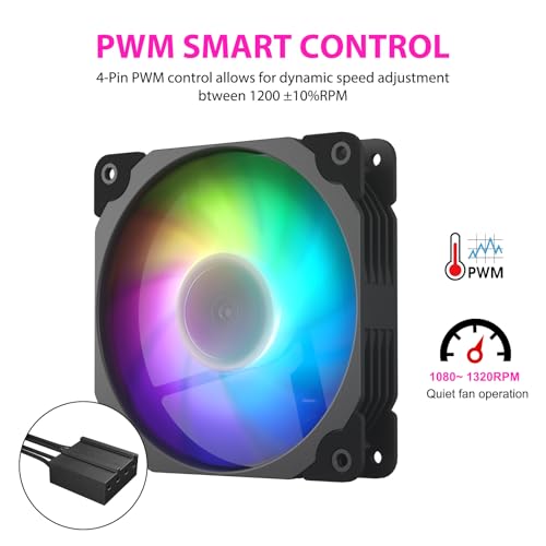 Vetroo SA-140 Black 140mm Addressable RGB & PWM Motherboard Sync Computer PC Cooling Fans with Controller Low Noise High Performance 4-Pin 1200 RPM Hydraulic Bearing 2