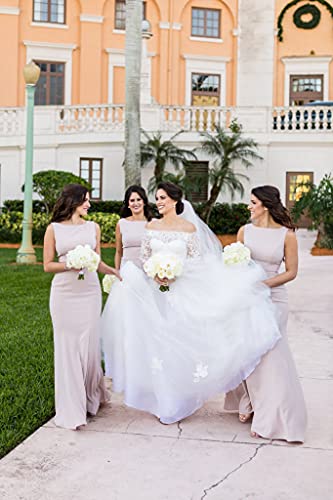 Women's Jewel Neck Bridesmaid Dresses Long Mermaid Prom Dress Formal Evening Gowns4