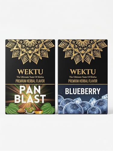 Image of WEKTU Premium Herbal Hookah Flavour, Pan Blast and Blueberry, No Tobacco, No Nicotine, Pure Plant Extracts