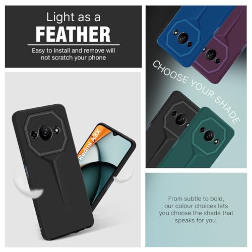 Image of WOW IMAGINE Slim Back Cover for Mi Redmi A3 | Redmi A3X | Poco C61 | Blade Series Ultra Thin Case with Lightweight Design | Camera Protection | Soft Matte Silicone Flexible Mobile Case - Black