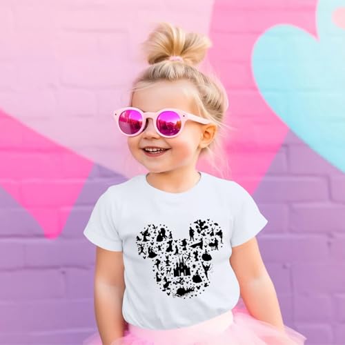 Image of Castle Fairy Shirt for Girls Cute Graphic Tee Kids Toddler Holiday Vacation T Shirts Trip Short Sleeves Summer Tops