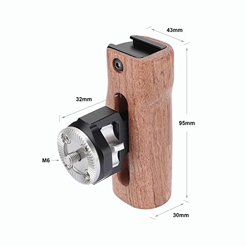 SZRIG Adjustable Wooden Handgrip with M6 Rosette Mount & Top hot shoe mouth for DLSR Camera Cage Kit (Switch Right or Left Hand) - Image 2