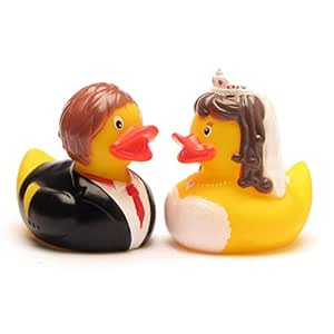 Duckshop I Badeente Brautpaar I Quietscheente – L: 8 cm I Quietscheentchen I Geschenk für Hochzeit I Präsent für Vermählte Duckshop I Badeente Brautpaar I Quietscheente – L: 8 cm I Quietscheentchen I Geschenk für Hochzeit I Präsent für Vermählte