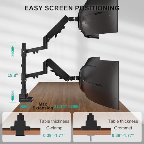 Image of WALI Vertical Dual Monitor Mount for 17-49 inch Ultrawides Curved Screens, Heavy Duty Stacked Dual Monitor Stand for Desk, Adjustable Ultrawide Monitor Arm up to 33lbs, VESA Mount 75 /100mm, Black