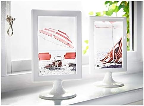 Standing Frame Color Photo Frames 4 X 6 Each Frame Holds 2 Pictures Wedding, School, Party Table Number (White)