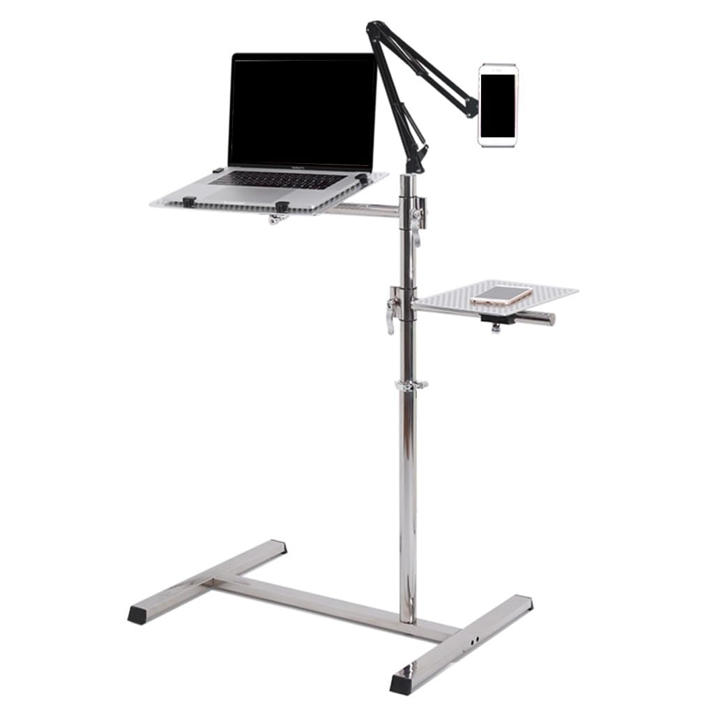 GIZNXBA Soporte Portatil Mesa Giratorio Soporte De Ordenador Portátil De Altura Ajustable, Soporte De Suelo para Tablet con Soporte para Teléfono, Compatible con 15'' Ereader