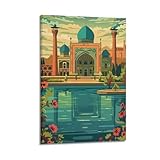 MEQKTQIMA Religiöse hinduistische Vintage-Moschee-Architektur, Landschaft, dekoratives Gemälde, Leinwand, Wandposter und moderne Familienschlafzimmer-Dekoration, 30 x 45 cm