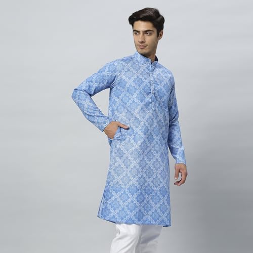 Image of GLOBALRANG Men's Ethnic Motif Printed Regular Long Full Sleeves Kurta