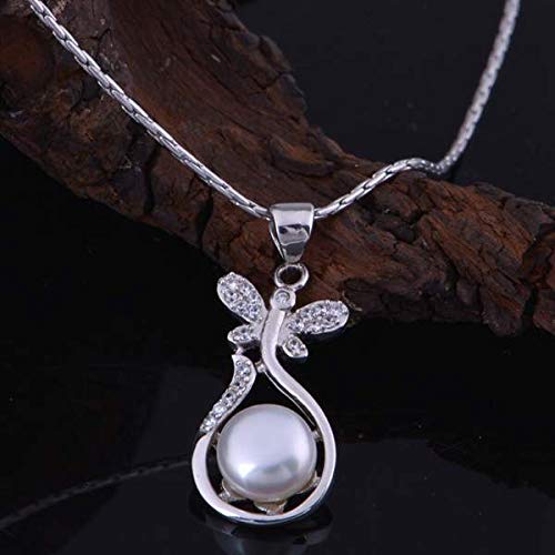 Collier perle d'eau douce en argent 925 et or blanc 18k au micro-pavage d'exception - 3