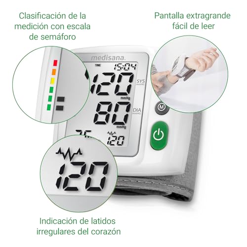 Medisana BW 315 Monitor de presión arterial de muñeca, Medición precisa de la presión arterial y el pulso, Función de memoria para 2 usuarios, Escala de semáforo, Detección de arritmias - imagen 4