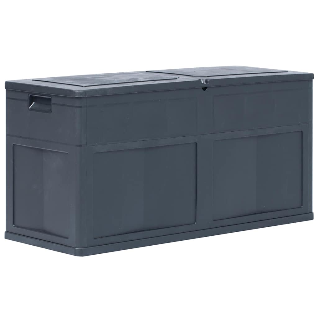 Garten-Aufbewahrungsbox 320 L Schwarz Kunststoff Holz-Optik mit Deckel abschließbar wetterfest für Balkon Terrasse Outdoor Stauraum Sitzfunktion Schutz Ordnung