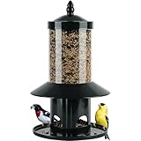 Squirrel Proof Bird Feeder - 360° Feeding Perch Tray for Outdoor Hanging Wild Bird Seeds, Dark Green.