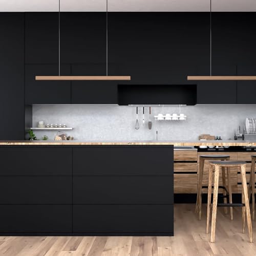 Image of Black Solid Wallpapaer Peel & Stick Contact Paper Self Adheisve Vinyl Wallpaper Removable Vinyl Wallpaper Decorative Kitchen Cabinet Furniture Countertop 2 x 8 Feet