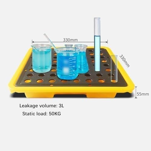 Spill Collection Trays Stackable Modular Polyethylene Trays with Flat Top Grills Outdoor Kitchens Factory Garages Trays for Stacking Paint Moisture Resistant Pallet(33x33x5.5CM)