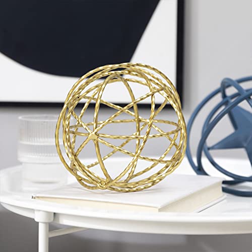 Tickcacy Metal Decorative Ball Gold Metal Geometric Sphere Iron Ball Table Decor Tabletop Orbs Decorations For Home Living Room Bedroom Bookshelf Coffee Tables, 5.25 Inches #TOP5