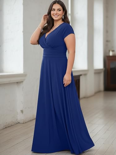 Image of KOH KOH Womens Sexy Cap Short Sleeve V-Neck Flowy Cocktail Gown