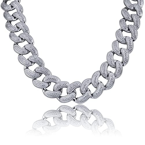 Collier chaîne CZ pour Hommes Hip Hop, le cadeau idéal maillon cubain plaqué 18k