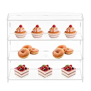 Acrylic Display Case, 3-Tier Bakery Pastry Display Case Retail Display Counter Cases Acrylic Display Shelf Donut Cookie Display Cabinet(18.7x8.5x14.8in)