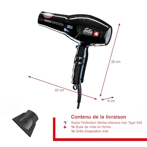 Sèche-cheveux professionnel Solis Swiss Perfection design noir haute précision - 6