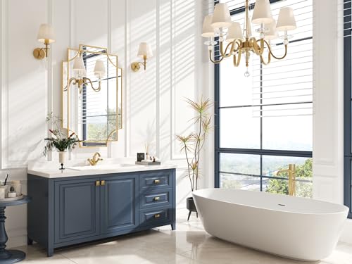 Kelly Miller Gold Bathroom Mirror for Wall, 24"x36" Large Decorative Mirror Gold Wall Mirror Vanity Mirror Beveled Wall Decor for Master Bath Half Bath Living Room Bedroom Fireplace Mantle Entryway by Kelly Miller - Image 4