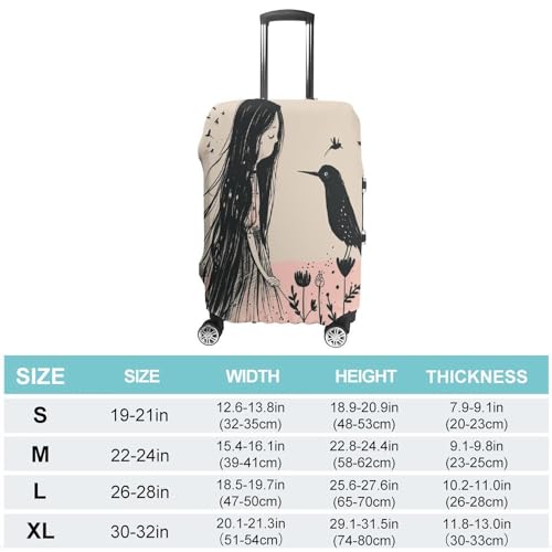 Girl And A Bird Luggage Cover Protector Anti-Scratch Suitcase Cover Washable Luggage Covers Fits 19-21 Inch Luggage2