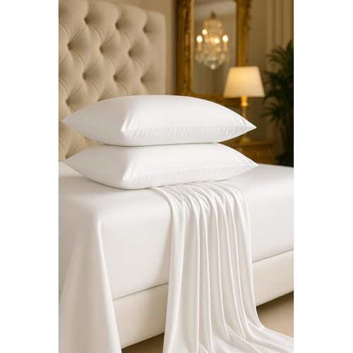 CharlottelyHues 1000 Thread Count Queen White Pillow Cases Set of 2-100% Egyptian Cotton with Long-Staple Combed Pillows for Sleeping, Soft & Silky Bed Pillow Cover (Standard/Queen)