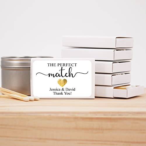 Wedding Matches, Gold Heart Perfect Match Personalized Matches For Wedding Favors - Custom Wedding Matches (Set Of 50 Matchboxes) (White Box) #TOP1