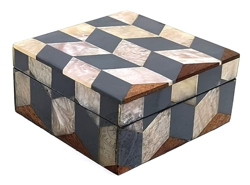 Boîte de rangement en bois antique et résine décorative pour bijoux - 5