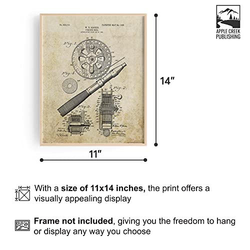 Apple Creek Trout Unlimited Fly Fishing Reel Patent Art Print 11X14 Brown Brook Rainbow Cabin Decor Pictures thumb #1