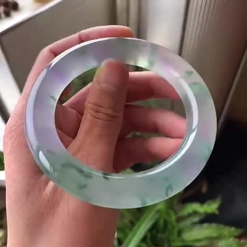 Sdfgh Ecology Pattern Color Natural Emerald Bangle High Ice Floating Flower Jadeite Handring Myanma Jade Bracelet Jewelry (Color : 59-60Mm, Size : A) #TOP1