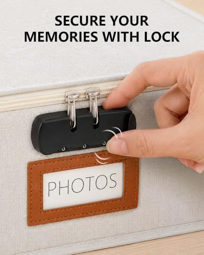 HULISEN Photo Storage Box with Lock, Photo Organizer for 2000+ 4x6 Pictures