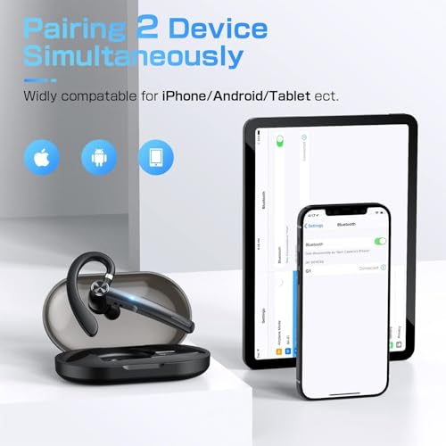 Image of EKVANBEL 5.3 Bluetooth Headphones Wireless with Mic, In Ear for Teams Meeting, Driving Headphones with 800mAh Charging Case, 120 Hours Standby Time Earpiece, Fit for Call in Working