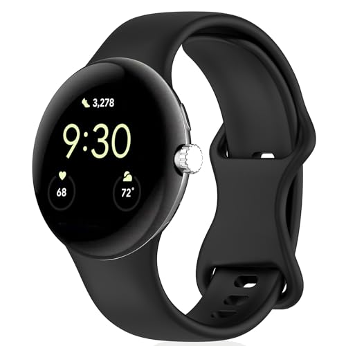 [MELEJIA] For Google Pixel Watch 4 / 3 45 mm Pixel Watch 4 / 3 / 2 / 1 41mm バンド 交換ベルト コンパチブル グーグルピクセル ウォッチ 替えベルト シリコン製 通気性 柔らかい 防水 軽量 調節可能 取付簡単 男女兼用 (ブラック)