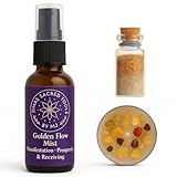 Golden Flow Mist Ritual Kit – Spiritual Gift Box with Manifestation Spray, Prosperity Candle & Spell Jar – Abundance Tools for New Moon, Energy Work & Law of Attraction