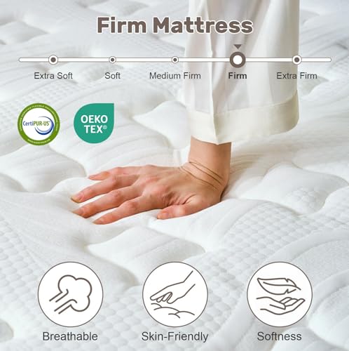 WEUP Twin Mattress 10 Inch, Firm Hybrid Memory Foam Mattress in a Box with Individual Pocket Springs, Pressure Relief, Motion Isolation, Fiberglass Free, CertiPUR-US Certified 75"x 38"（White） — view 4