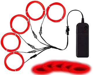 Balabaxer EL Wire Red, Noise Reduction Neon Lights Wire 5 in 1 Meter, Electroluminescent Wire for Halloween, Christmas Party, DIY Decoration