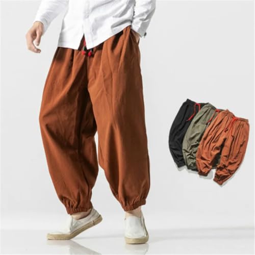 Men Fleece Harem Pants Warm Loose Elastic Waist Trousers Traditional Harajuku Casual Pantalon4