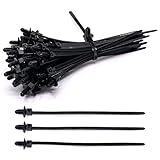 Christmas Tree Cable Ties, Push Mount Cable Zip Tie Black Fir Tree Cable Ties Compatible with Cars Boat Trailer for Engine Bay Wire Harness Restraint Ties - 6.7 Inch, 50Pcs