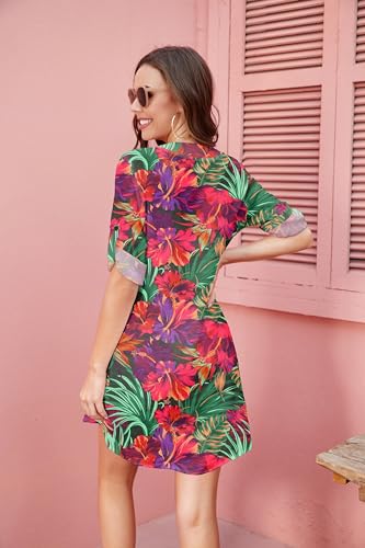 Image of Ekouaer Bathing Suit Cover Up for Women V Neck Button Down Swimsuit Coverup Beach Dress Shirt S-3XL